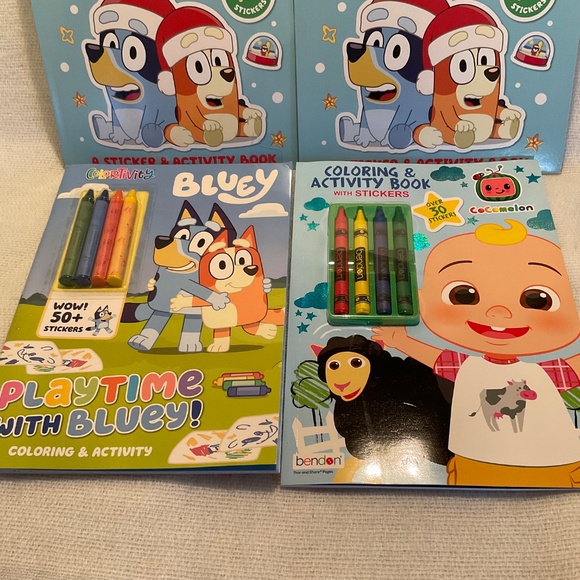 Bluey and Cocomelon Coloring & Sticker Book Bundle (set of 4) - Picture 3 of 8